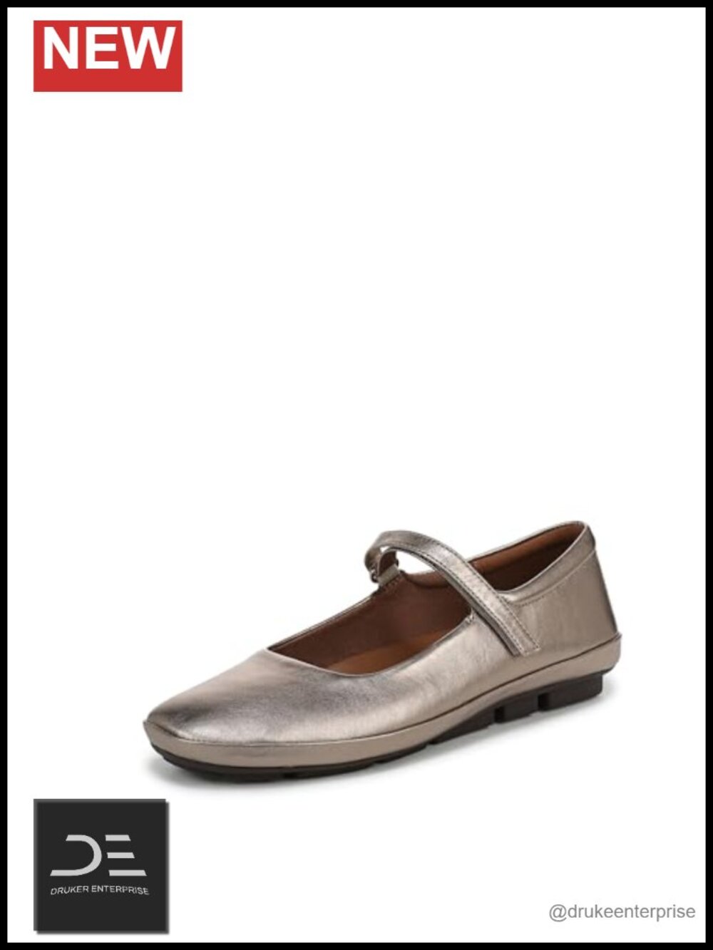 Naturalizer Behold2 Mary Jane Flats Hook & Loop Leather Women's Shoes